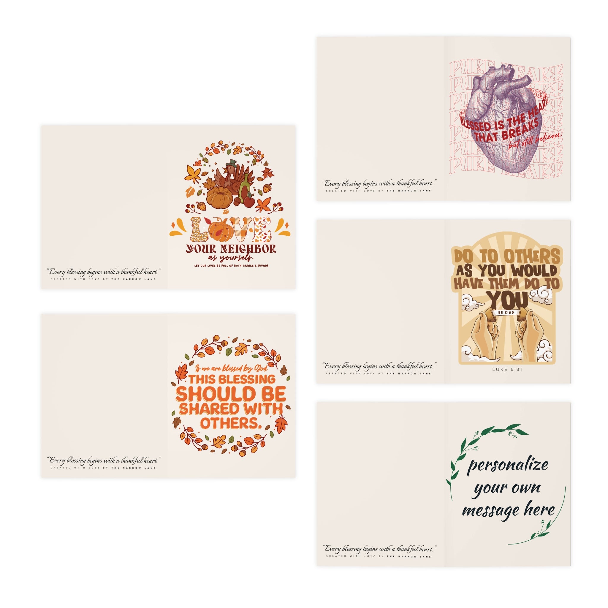 Thanksgiving Greeting Cards 5-Pack | Personalized