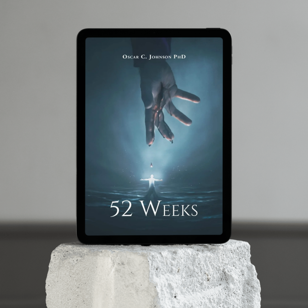 Book cover titled '52 Weeks', Christian devotional book for women and men.