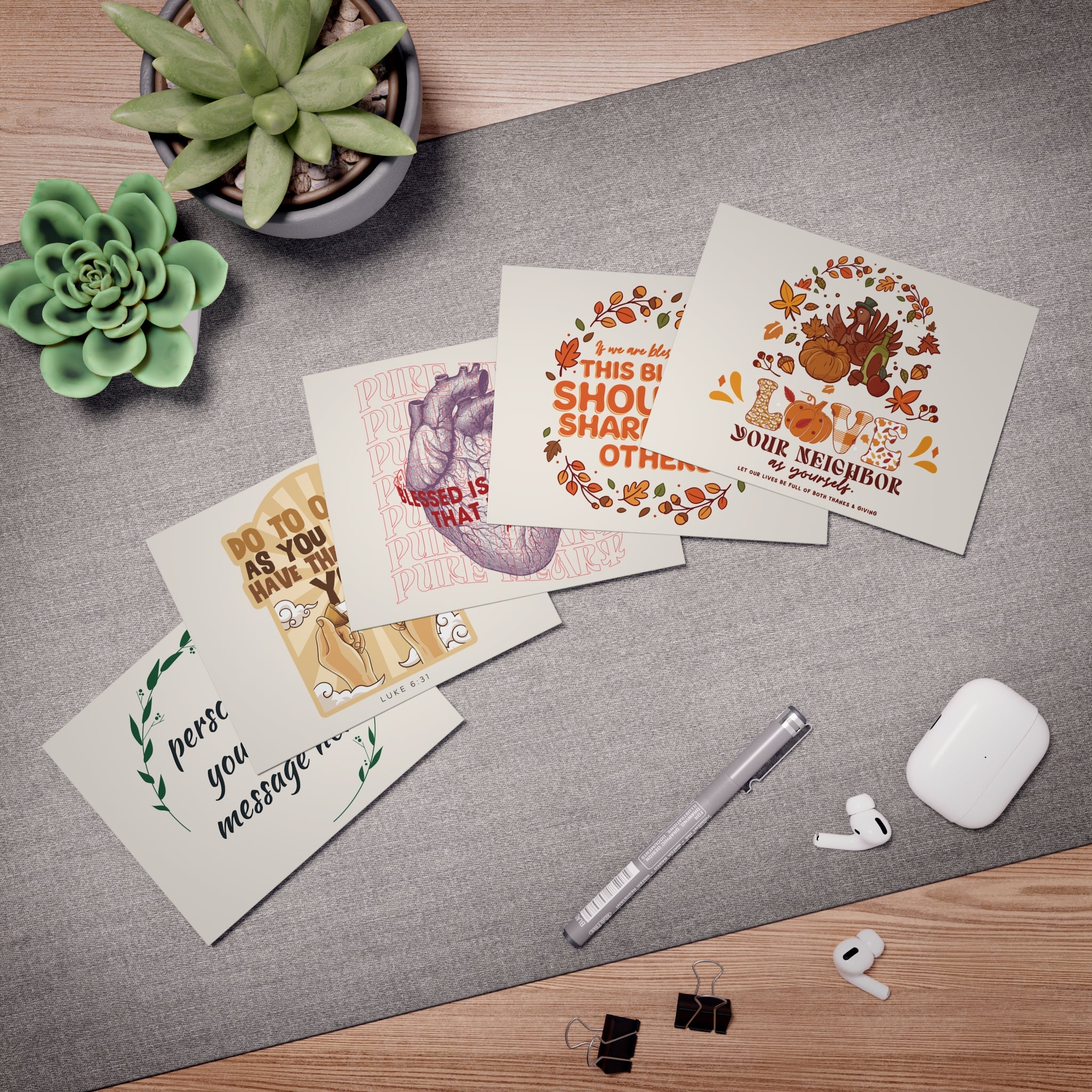 Thanksgiving Greeting Cards 5-Pack | Personalized