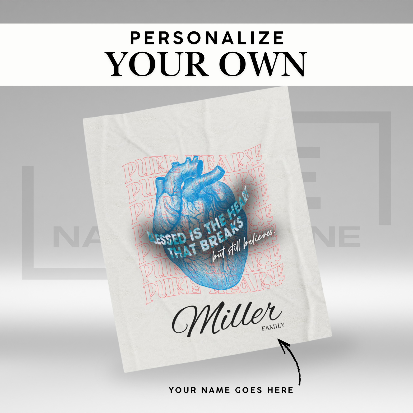 Blessed Heart Throw Blanket | Personalized