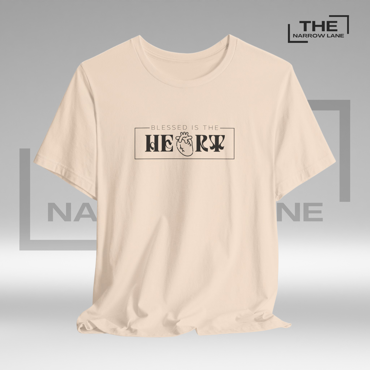 The Narrow Lane Cream Christian shirt "Blessed is the Heart" – faith-inspired gift for spiritual growth 