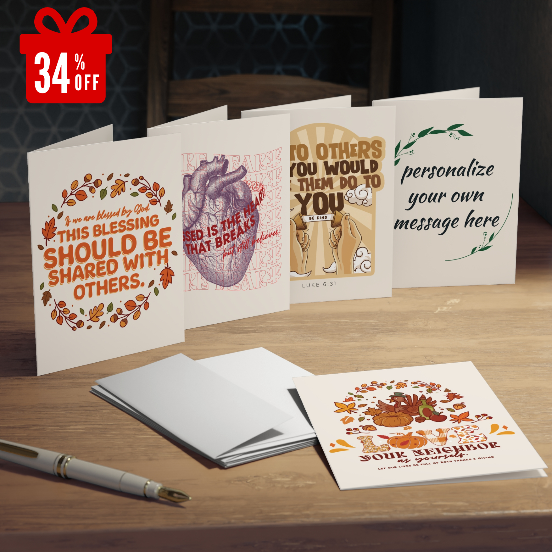 Thanksgiving Greeting Cards 5-Pack | Personalized