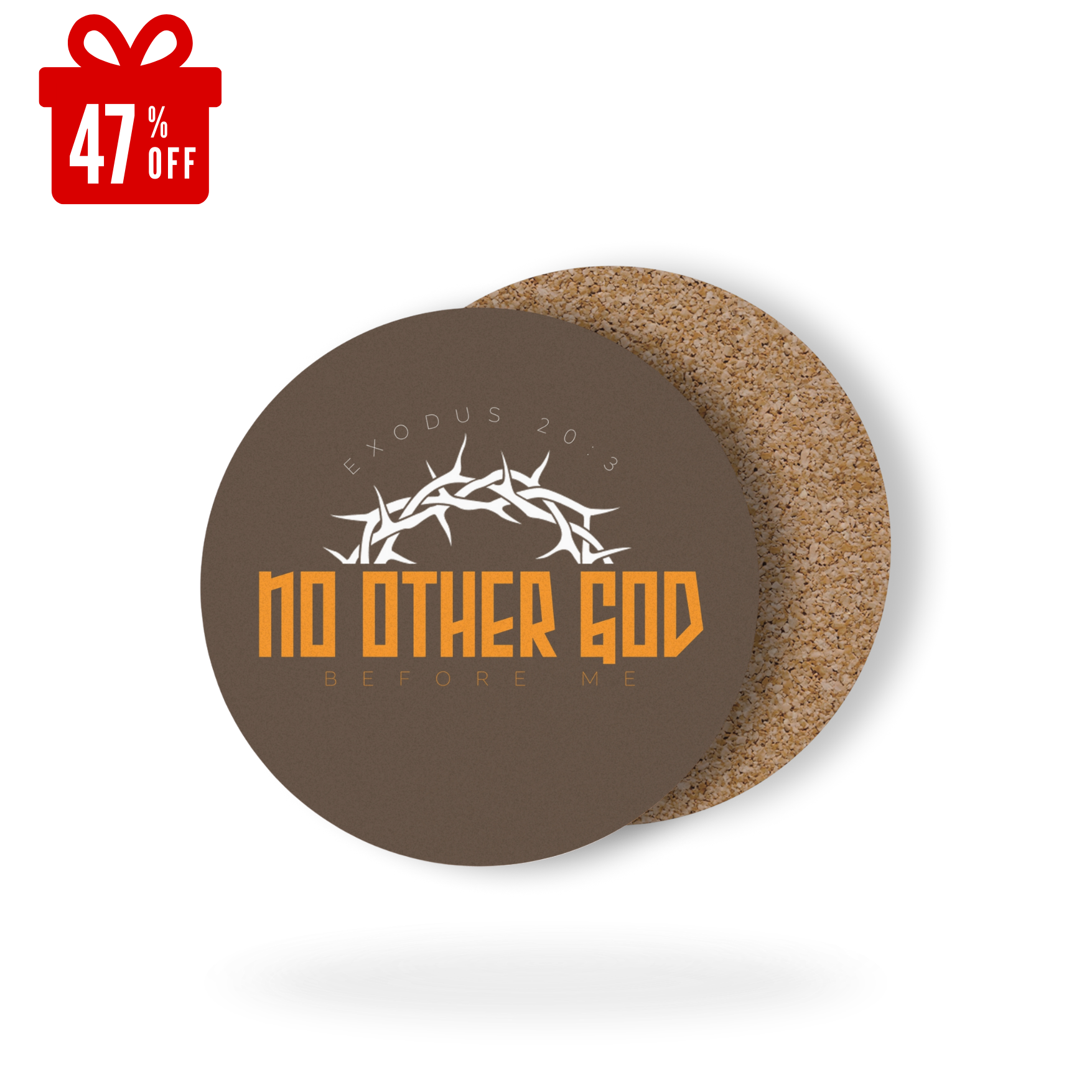 No Other God Cork Back Coaster