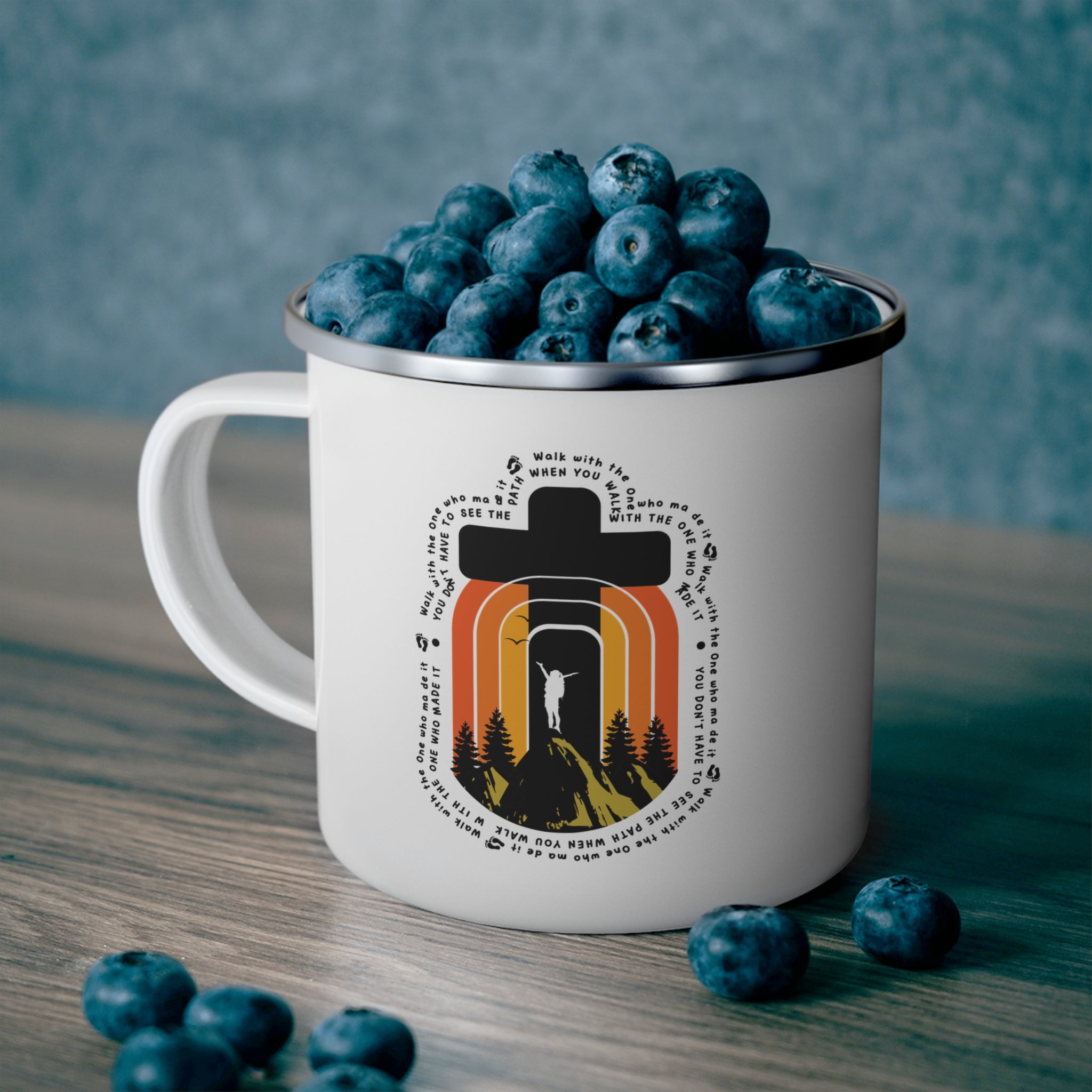 Walk In Faith Enamel Mug | Personalized