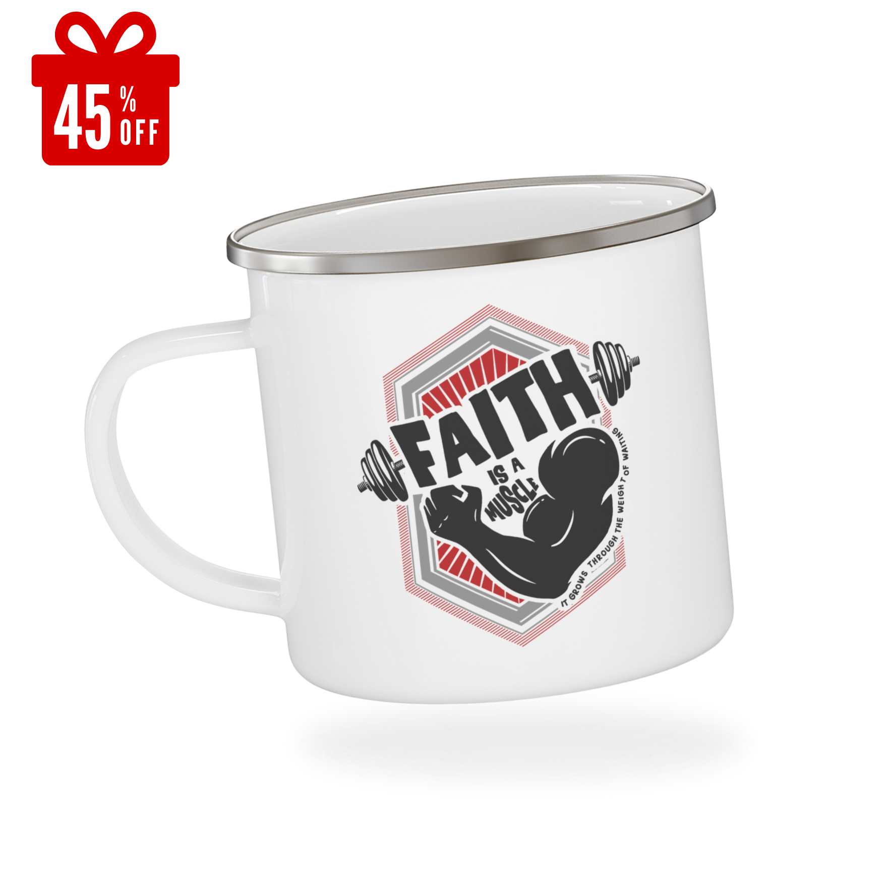 Faith Is A Muscle Enamel Mug | Personalized
