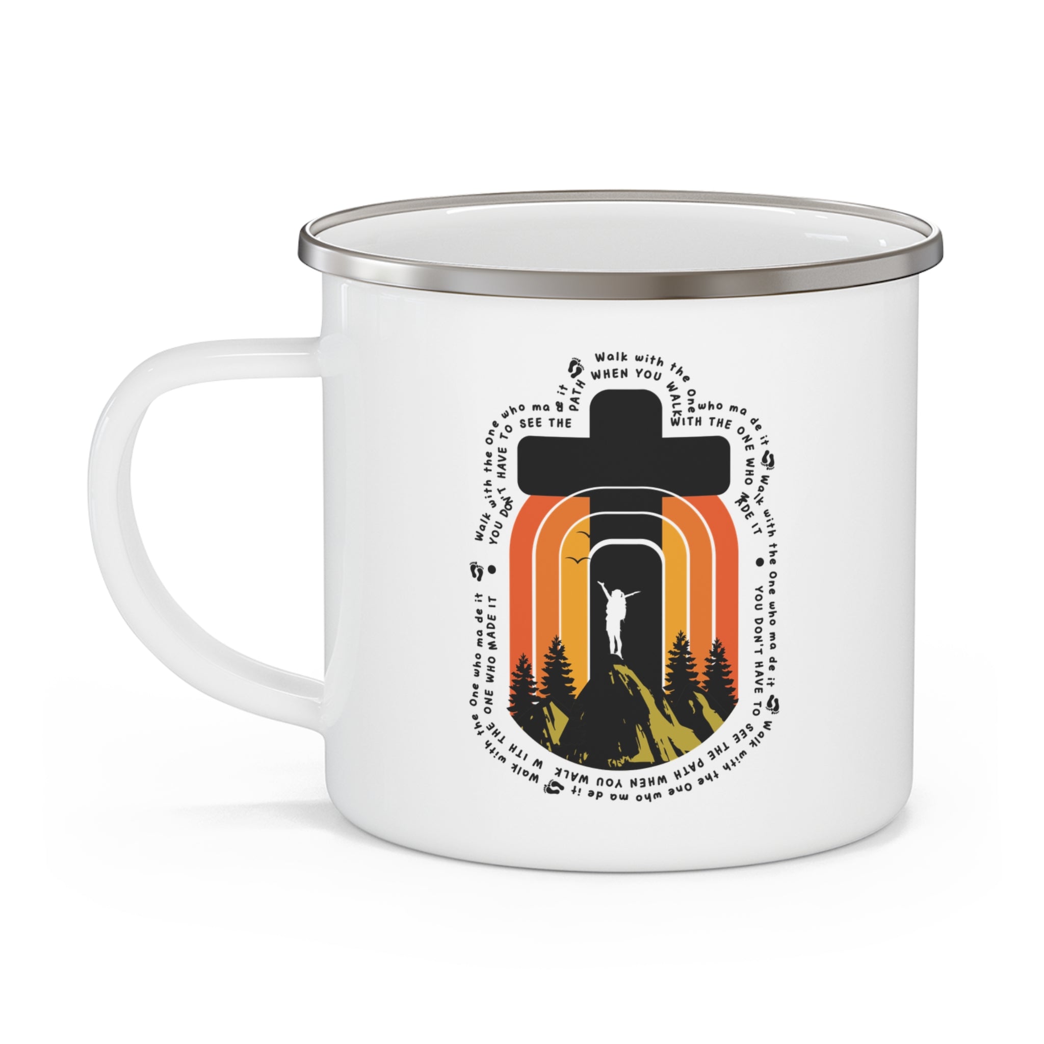 Walk In Faith Enamel Mug | Personalized