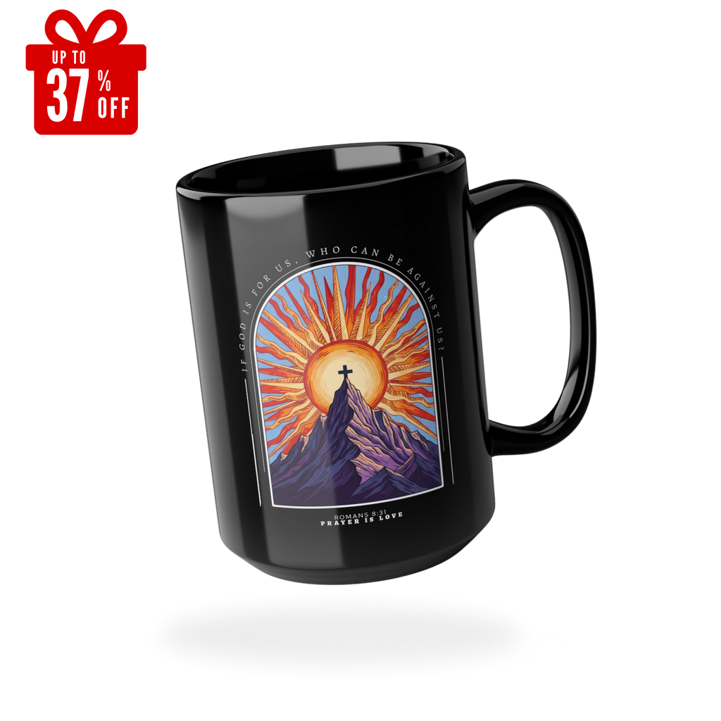 God Is With Us Black Ceramic Mug