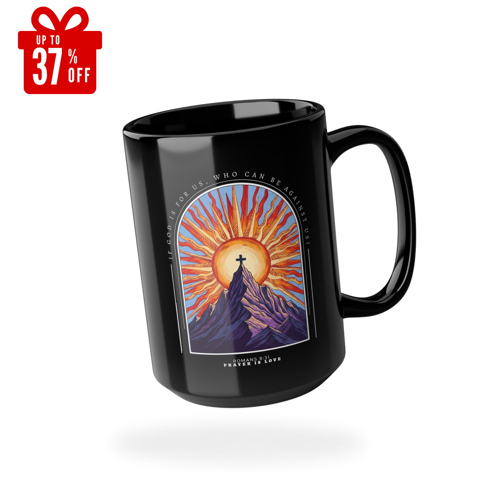 God Is With Us Black Ceramic Mug