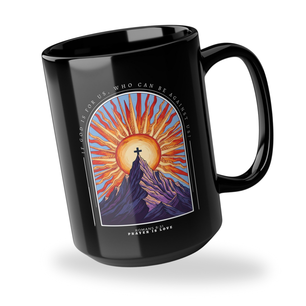 God Is With Us Black Ceramic Mug