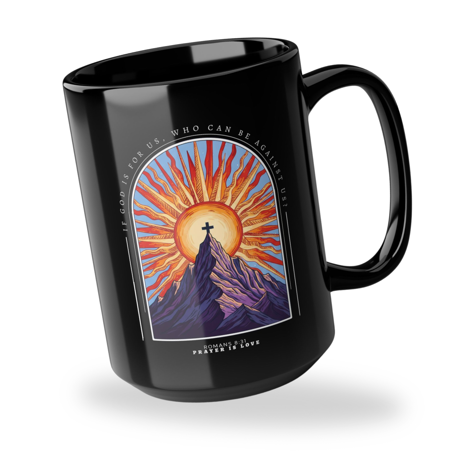 God Is With Us Black Ceramic Mug