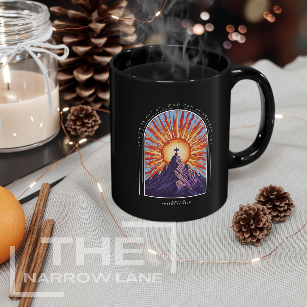 God Is With Us Black Ceramic Mug