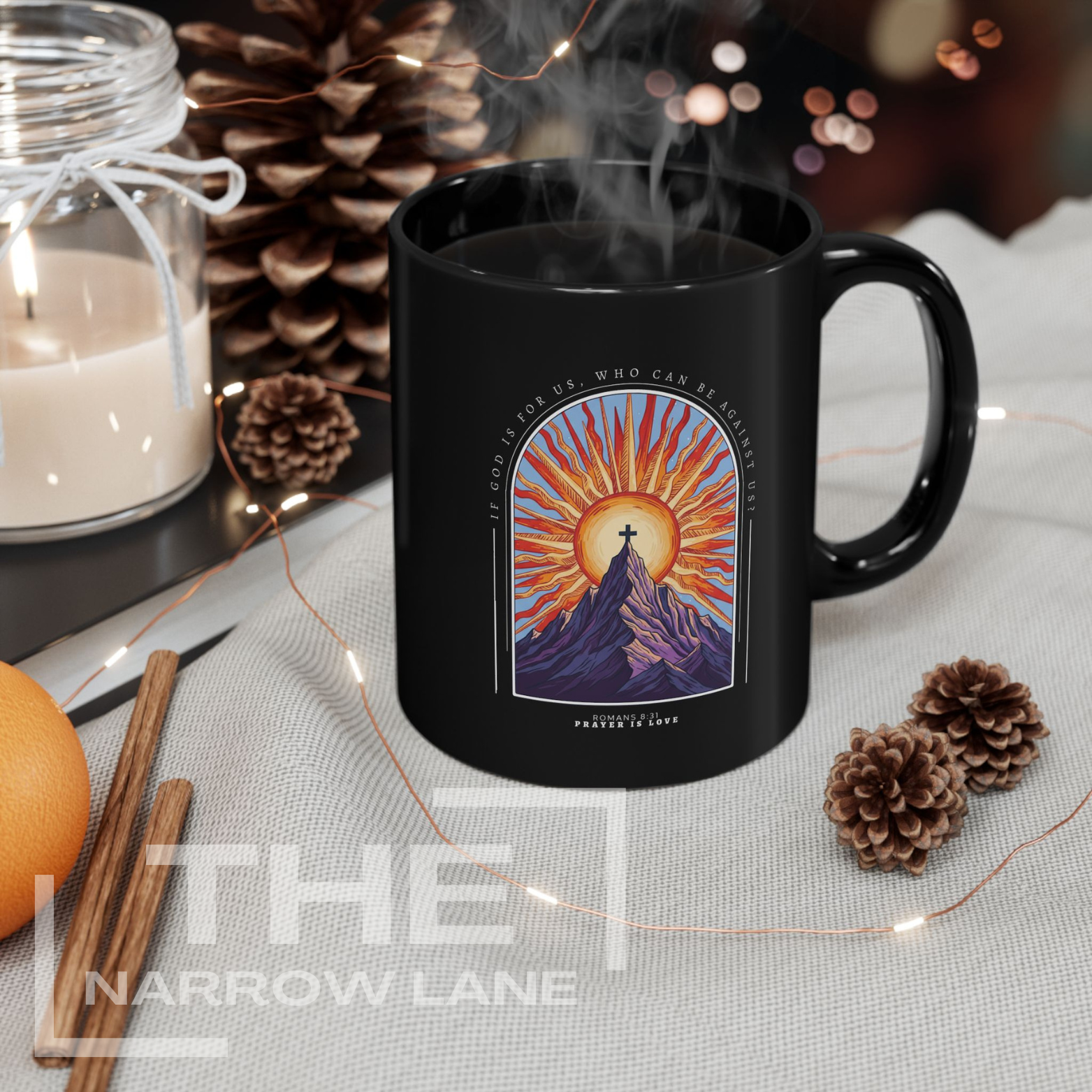 God Is With Us Black Ceramic Mug