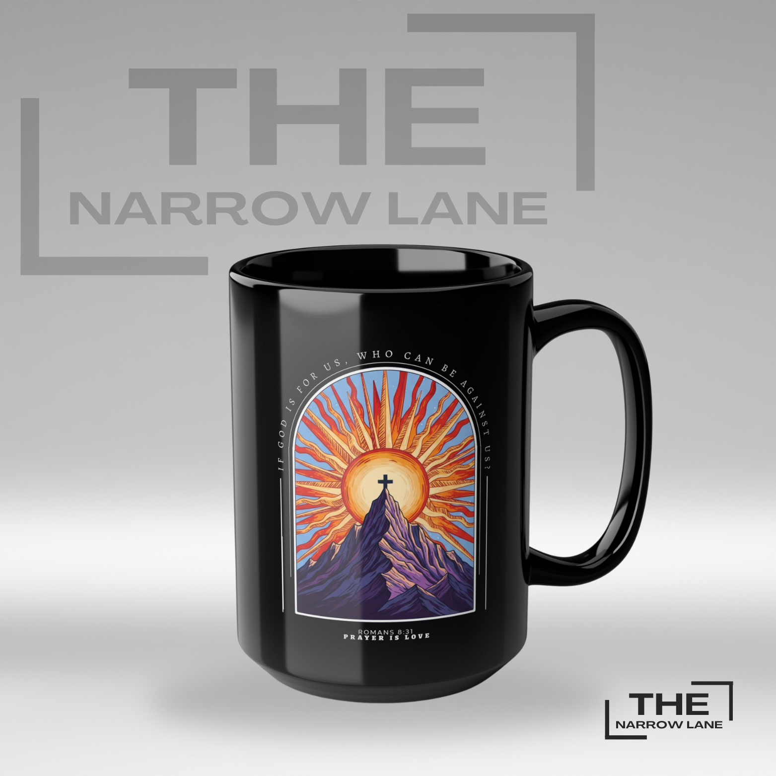 God Is With Us Black Ceramic Mug