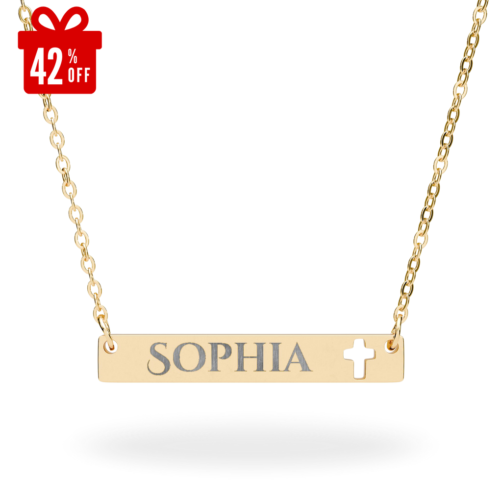 Engravable Cross Bar Personalized Necklace | Name Pendant