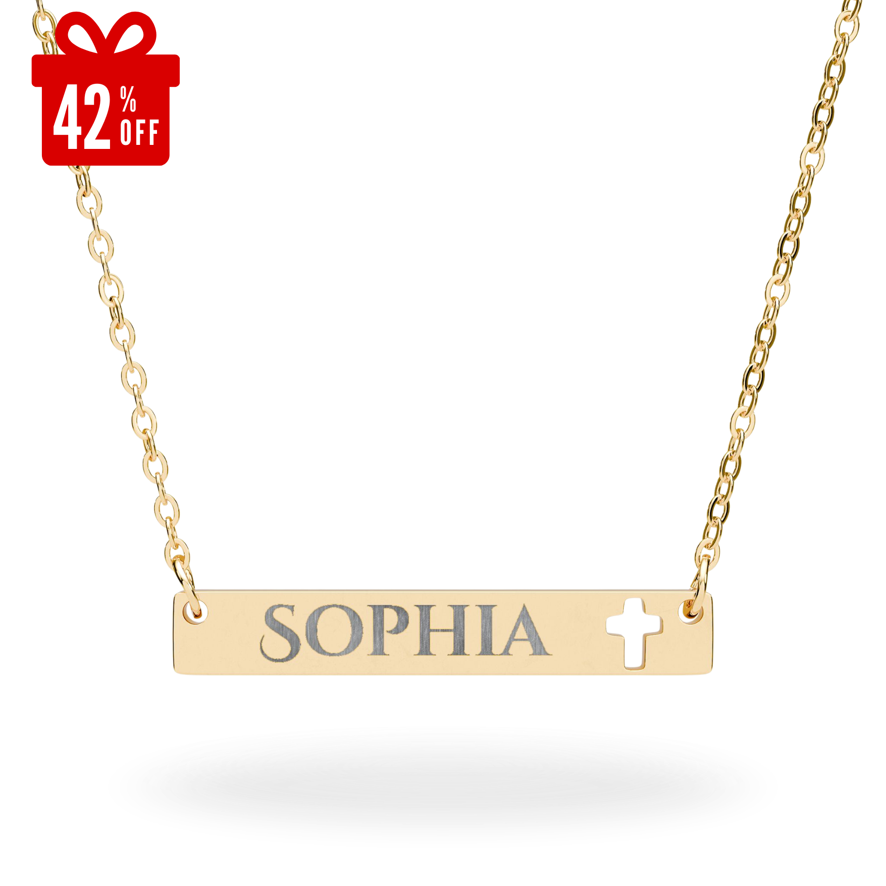 Engravable Cross Bar Personalized Necklace | Name Pendant