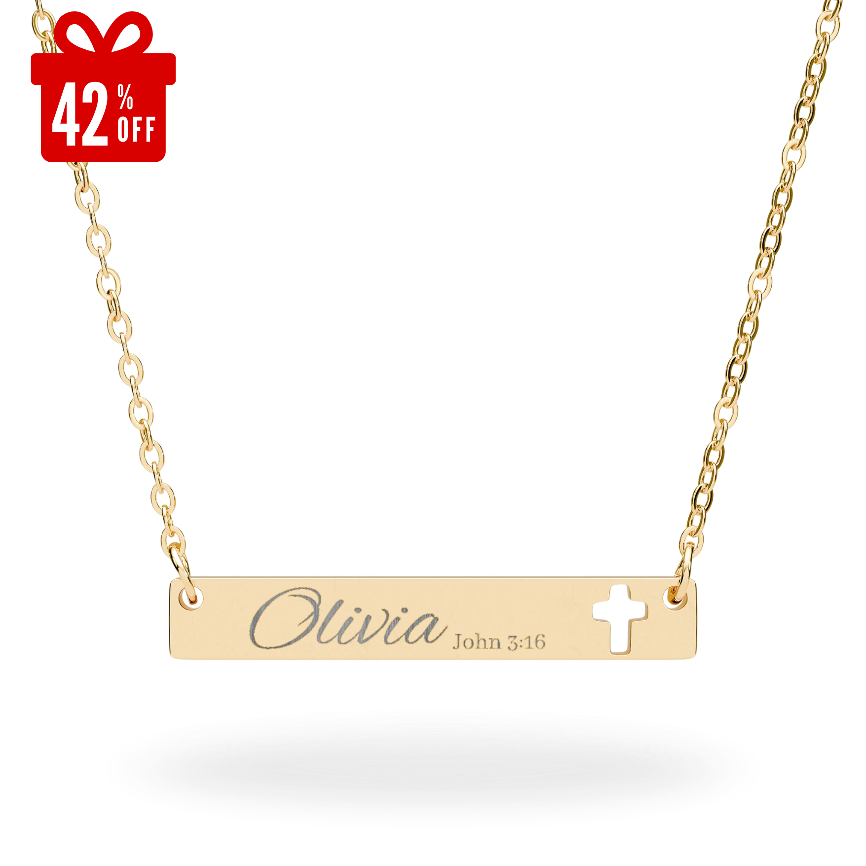 Engravable Cross Bar Personalized Necklace | Name + Verse