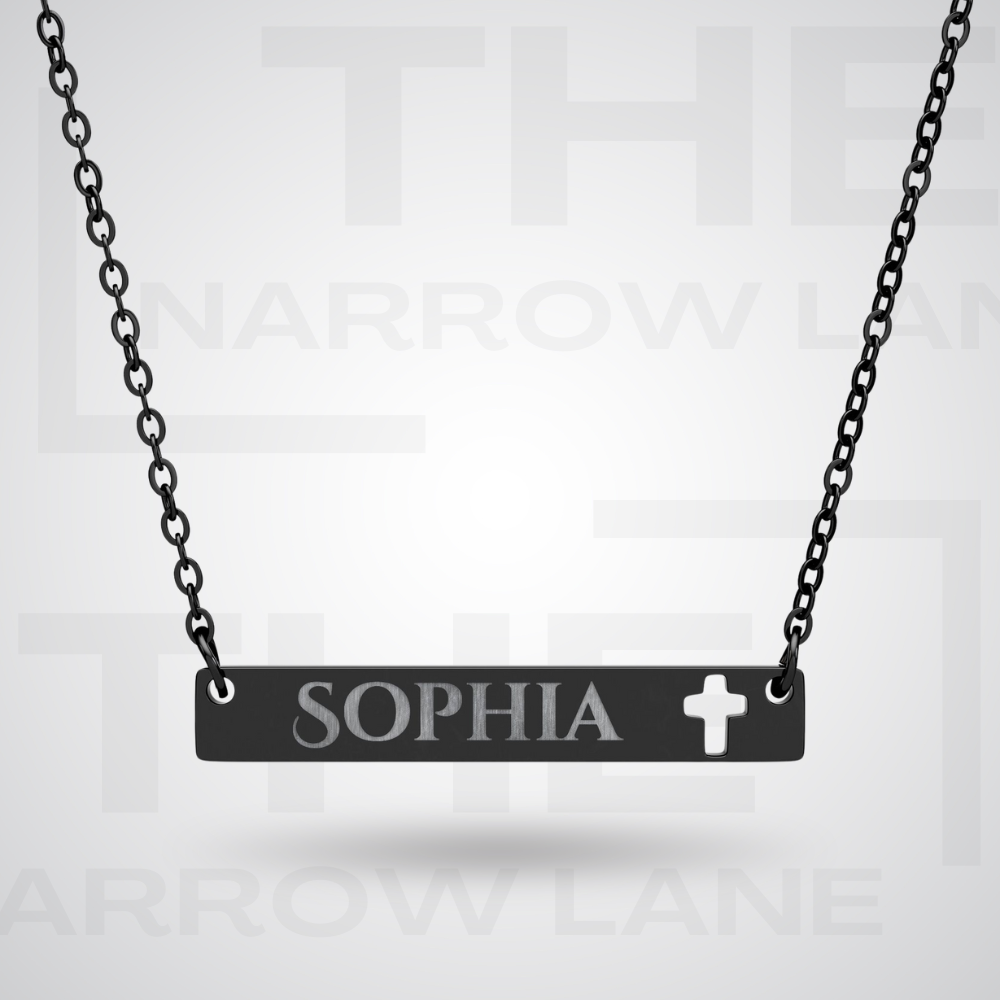 Engravable Cross Bar Personalized Necklace | Name Pendant