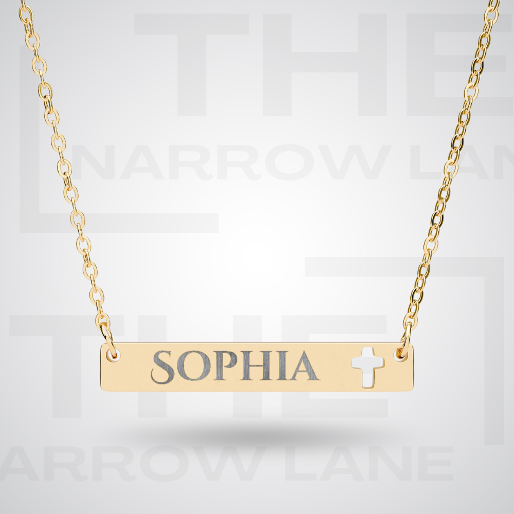 Engravable Cross Bar Personalized Necklace | Name Pendant