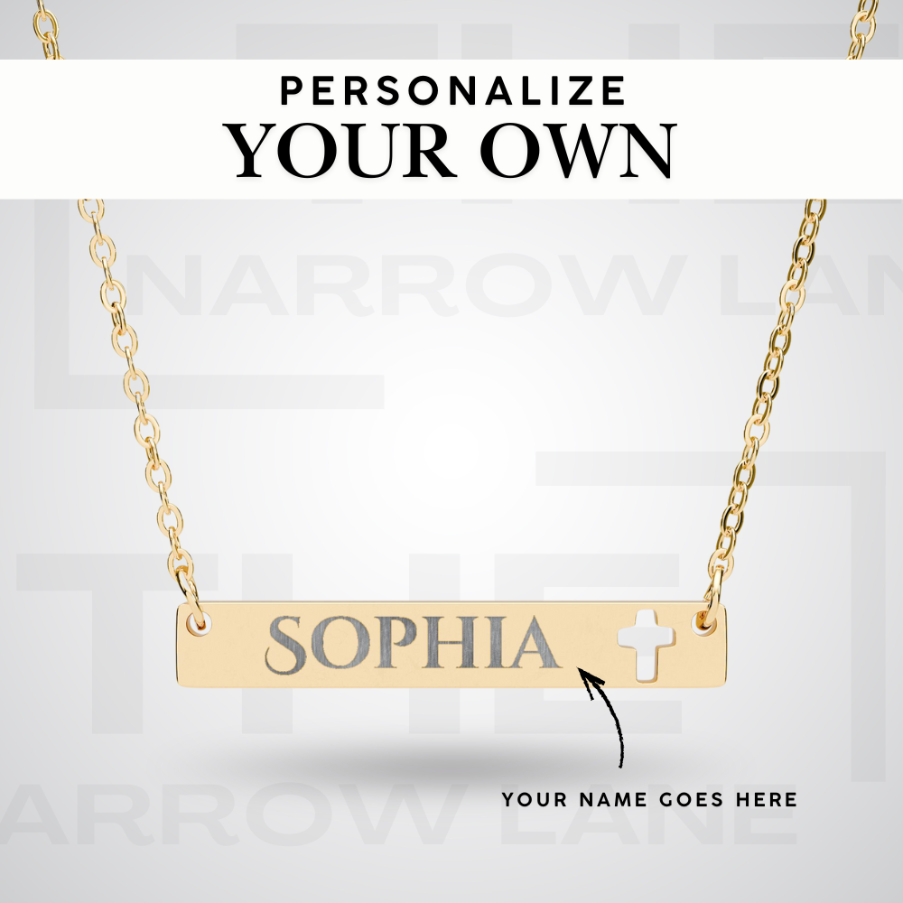 Engravable Cross Bar Personalized Necklace | Name Pendant