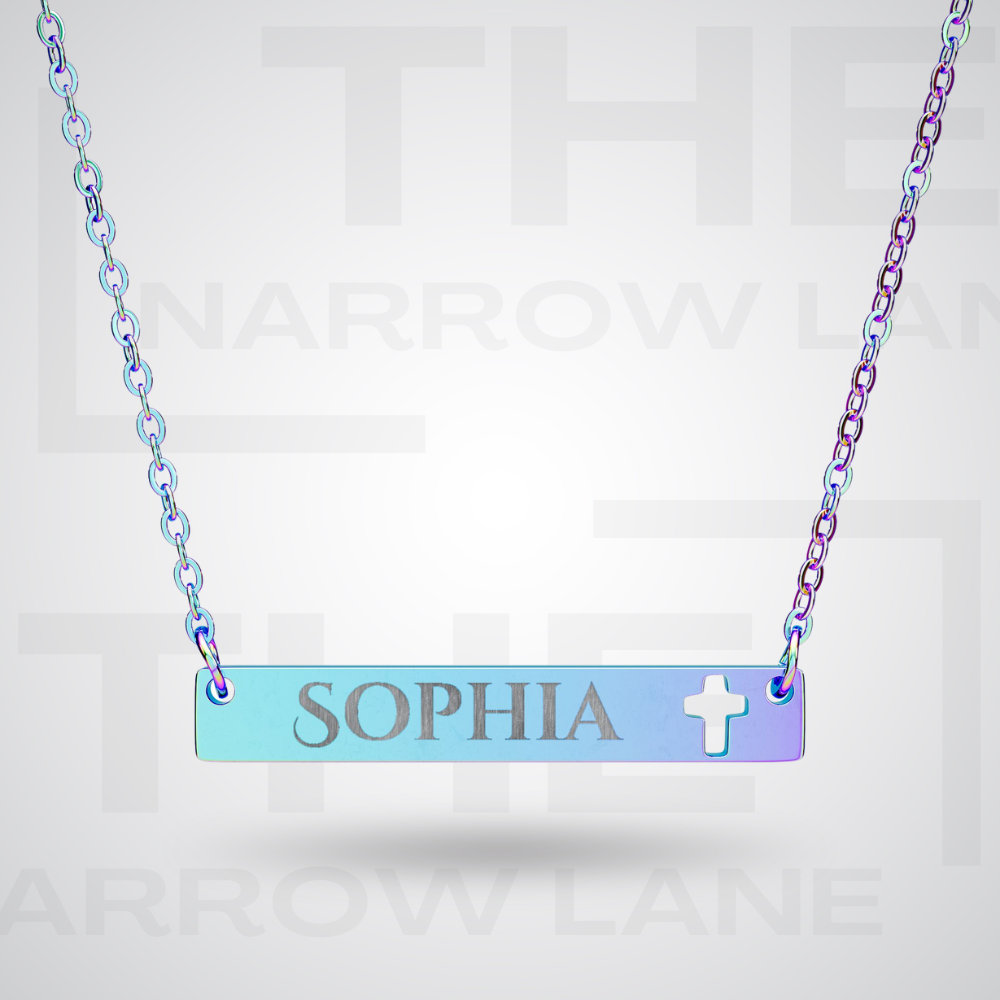 Engravable Cross Bar Personalized Necklace | Name Pendant