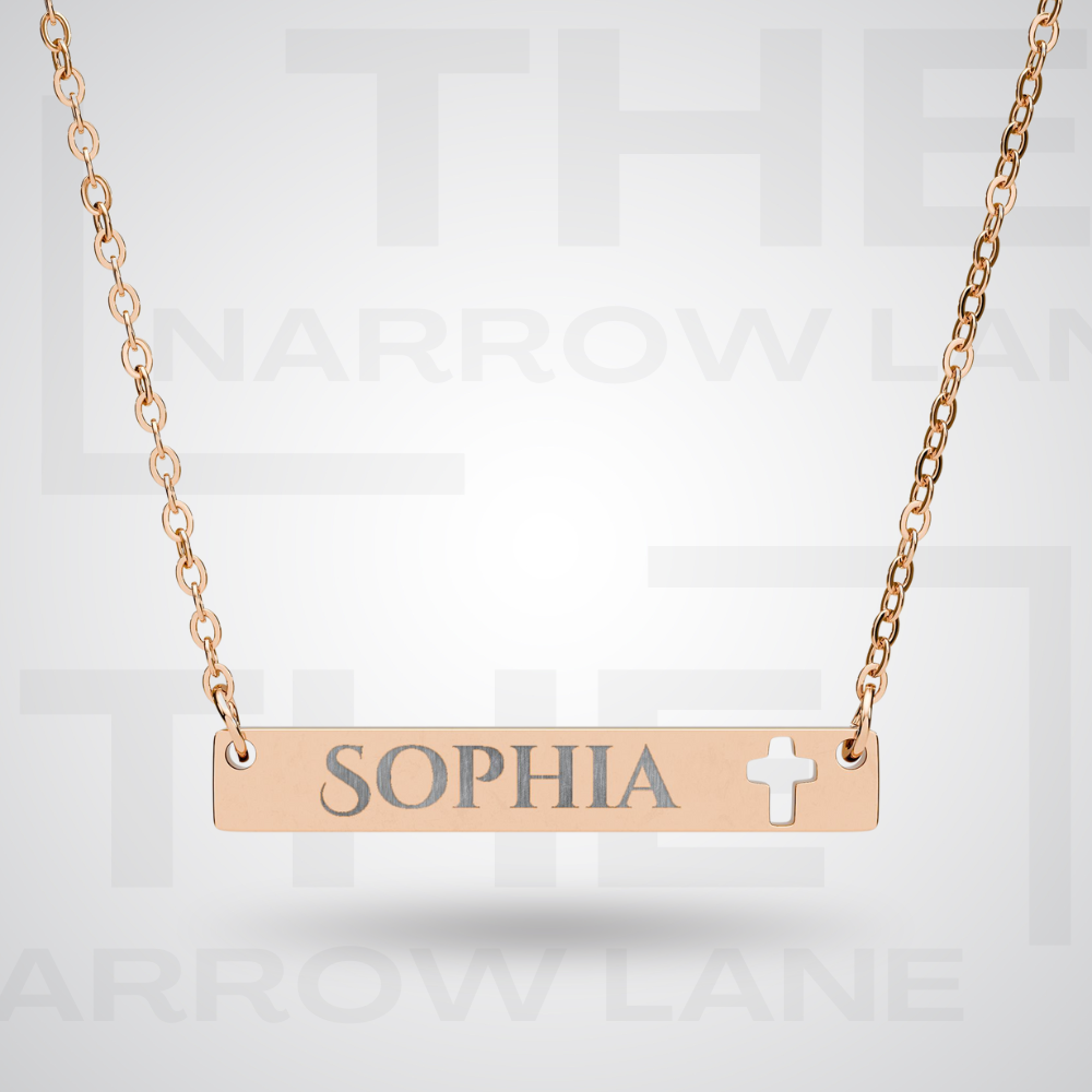 Engravable Cross Bar Personalized Necklace | Name Pendant