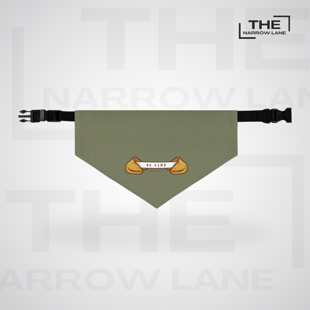Be Kind Pet Bandana Collar Olive Green | Luke 6:31