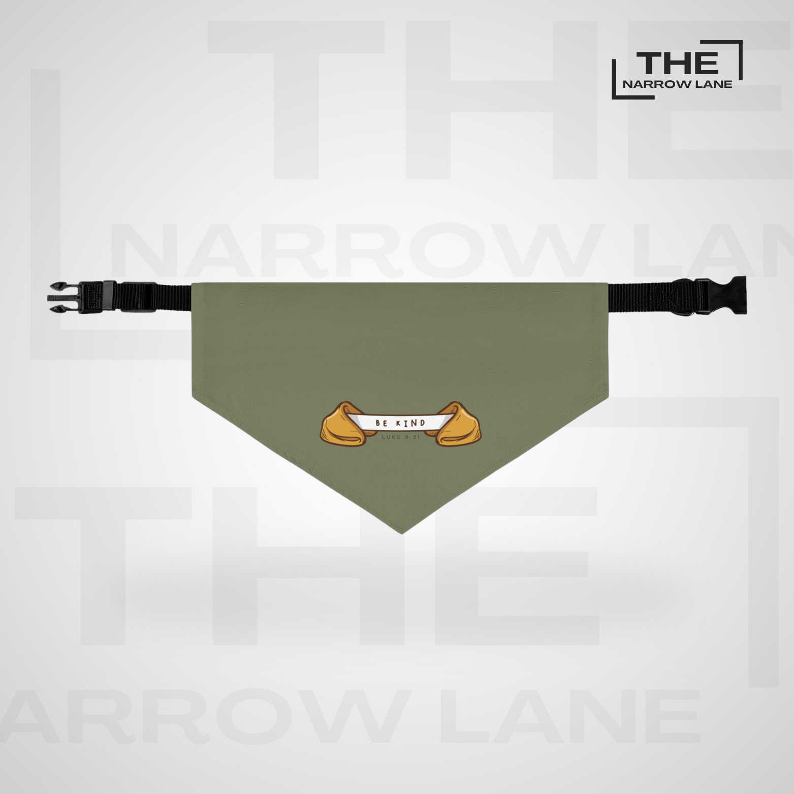 Be Kind Pet Bandana Collar Olive Green | Luke 6:31