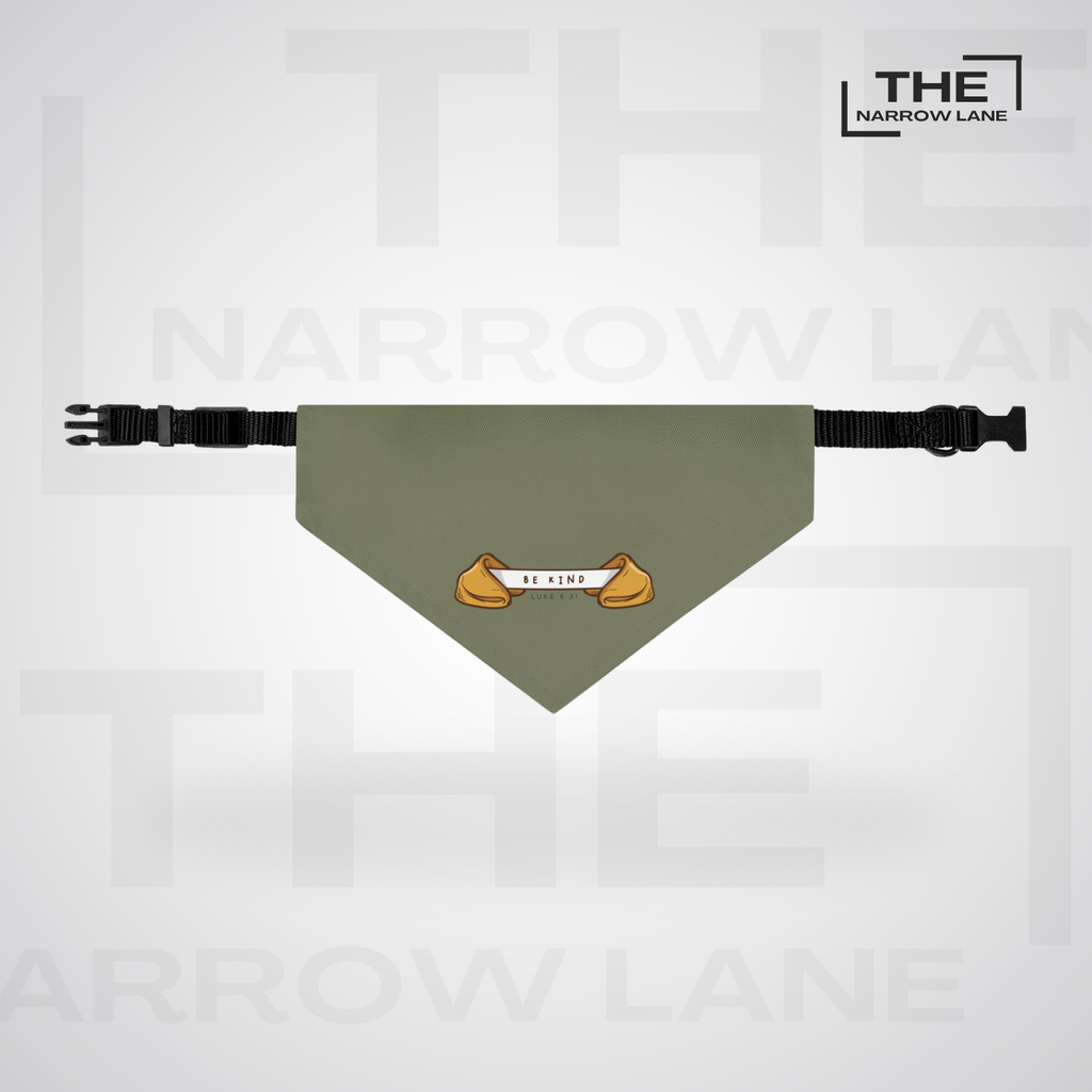 Be Kind Pet Bandana Collar Olive Green | Luke 6:31