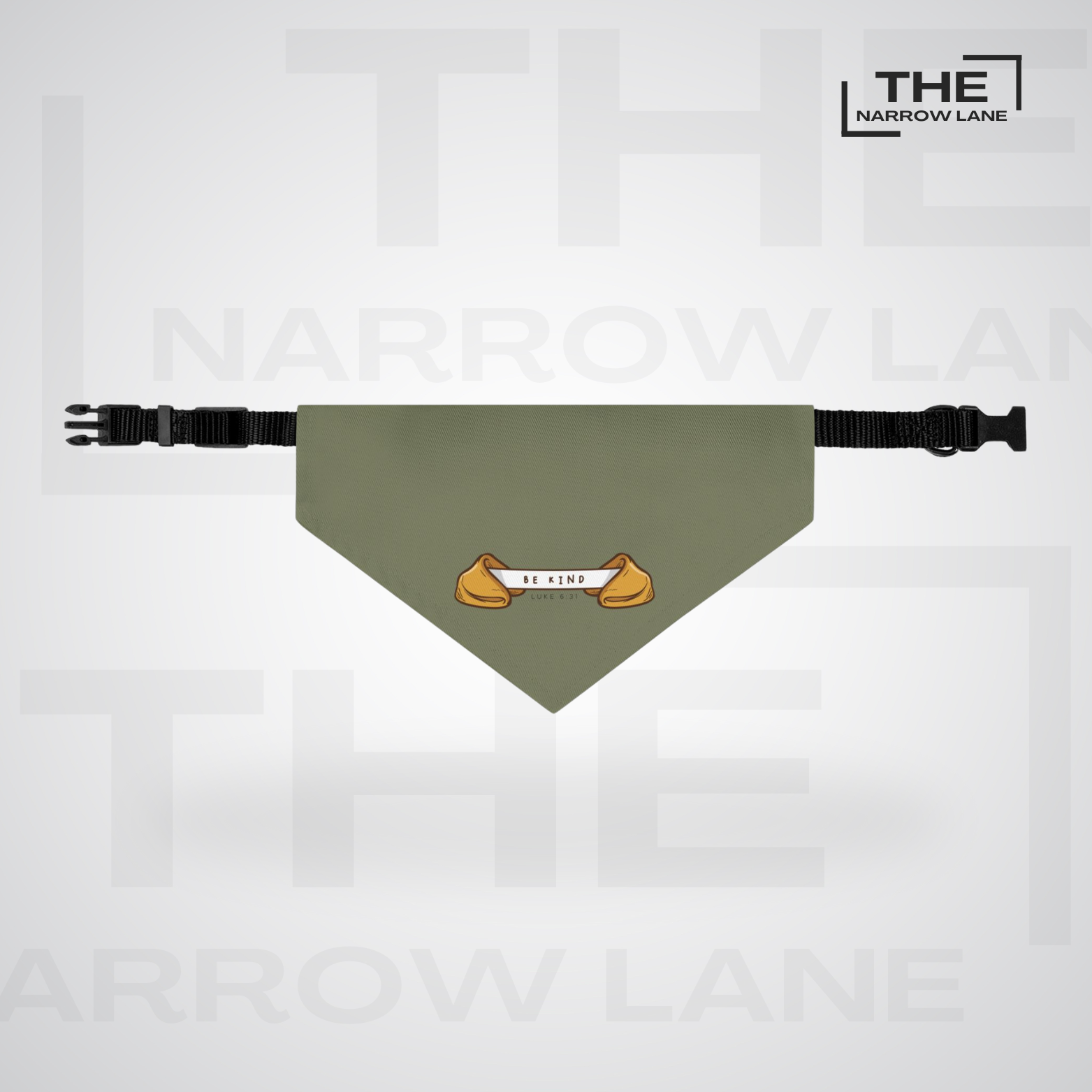 Be Kind Pet Bandana Collar Olive Green | Luke 6:31