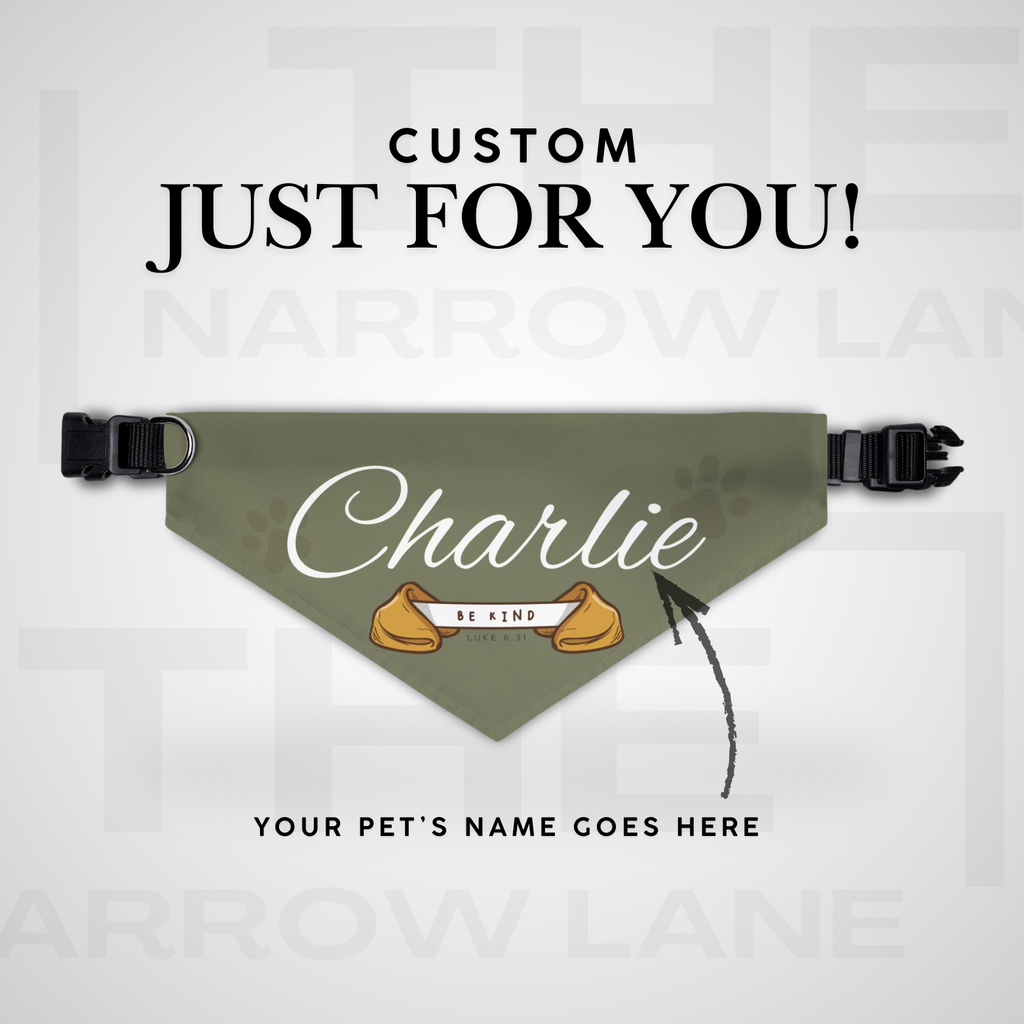 Be Kind Pet Bandana Collar Olive Green | Luke 6:31