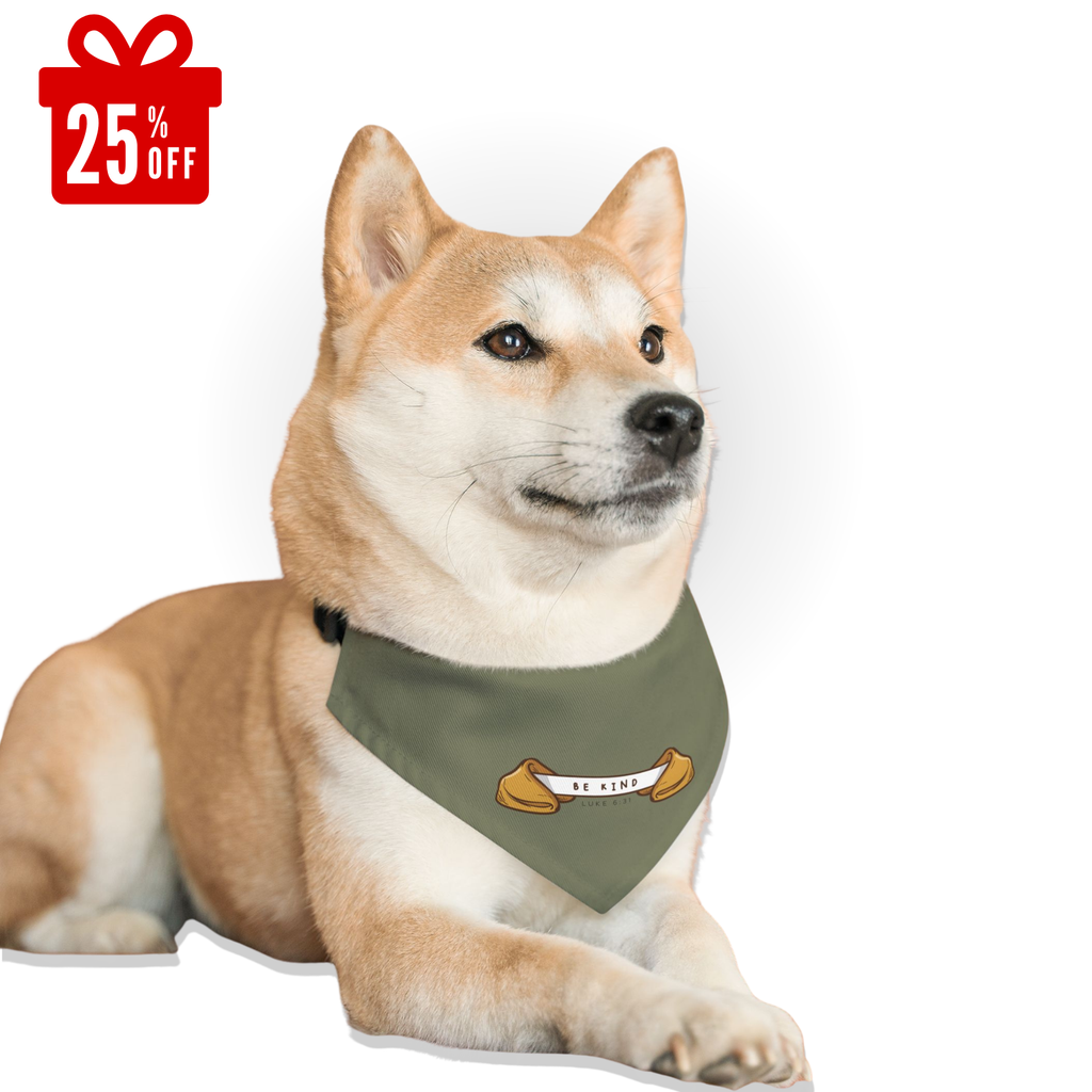 Be Kind Pet Bandana Collar Olive Green | Luke 6:31