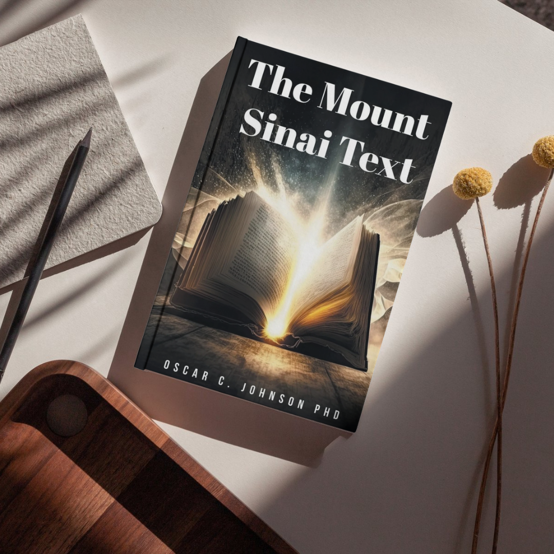 Book titled 'The Mount Sinai Text', a Christian book about 10 commandments for spiritual growth.
