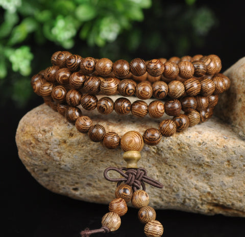 108 Bead Wooden Rosary Bracelet | Faith & Prayer Bracelet